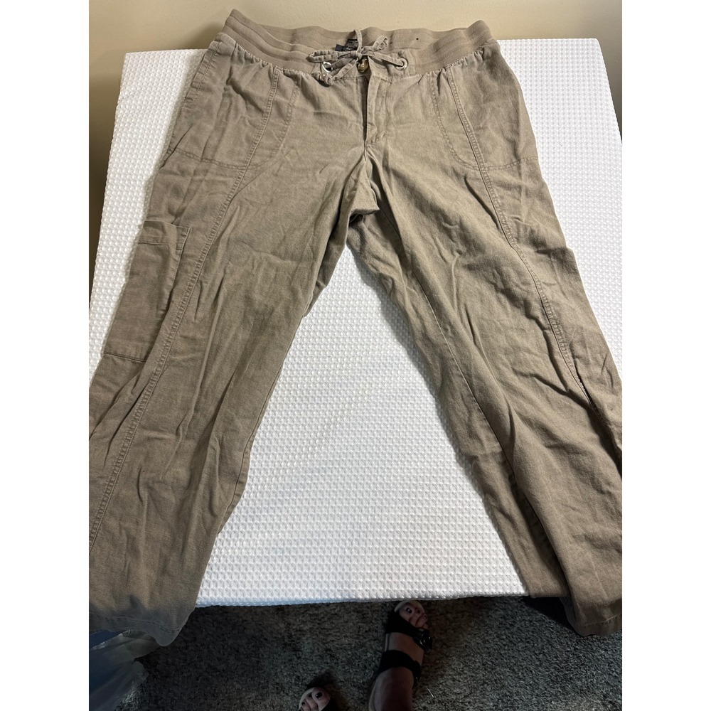 Lane Bryant Linen Pants Women 18 Cargo Khaki EUC
